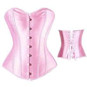 Bustier Lace up Boned Top Corset Waist Shaper (Option: XL-Pink)
